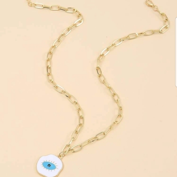 𝅺new Eye 🧿 pendant with gold colored necklace Worn for Good Luck 🍀 - Picture 2 of 4